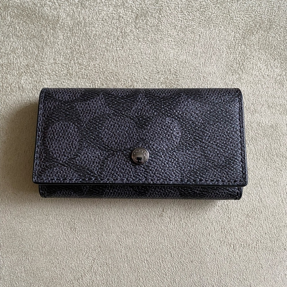 Coach Four Ring Key Case in Signature Coated Canvas